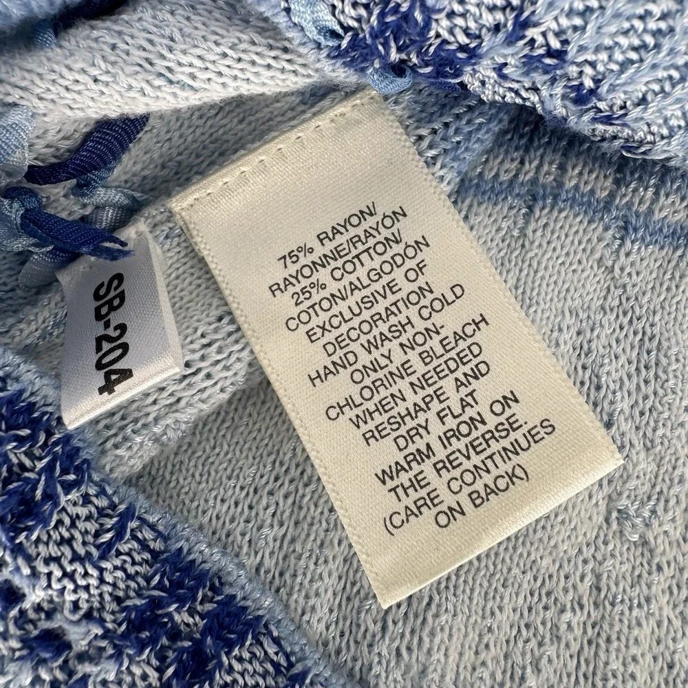 Susan Bristol Blue Gradient‎ Knit Cardigan Floral Embroidery Cottagecore Small